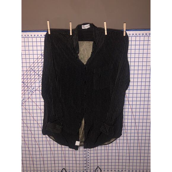 Giorgio Danieli Mens Button Down Shirt Black/grey Stripes Size; XL - Picture 1 of 4